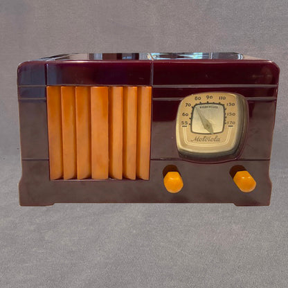 Motorola 52 "Vertical Grille" Catalin Radio- Maroon/Butterscotch